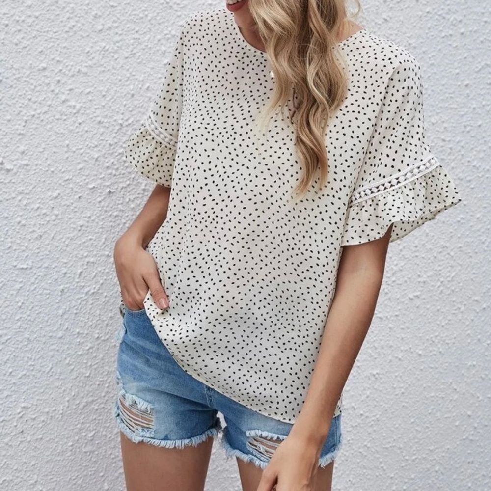 SHEIN Cream and Black Blouse